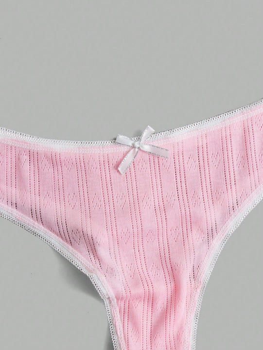 ROMWE Kawaii 3 piezas Tanga unicolor de canale