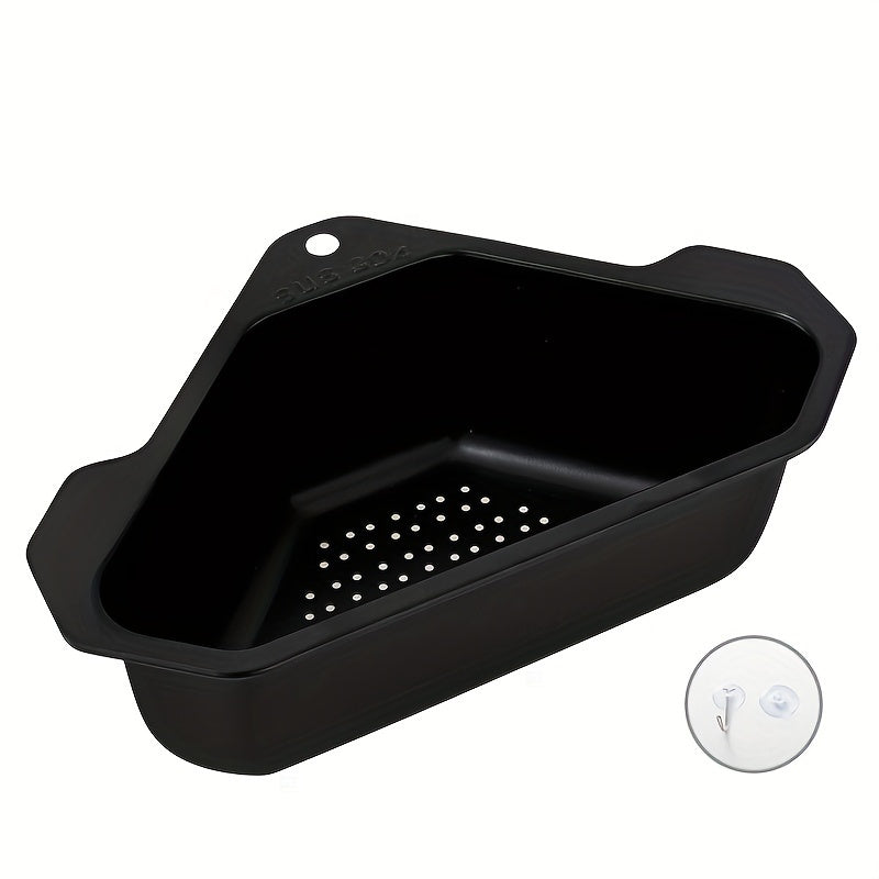 1pc Colador de Fregadero Triangular de Acero Inoxidable - Cesta de Desagüe de Cocina para Sobras y Residuos, No Necesita Energía