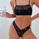 Set de lenceria con diamante de imitacion tachuela