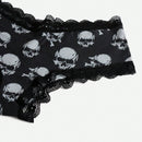 ROMWE Grunge Punk 3 piezas Set bragas de craneo & con estampado de estrella con encaje en contraste