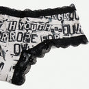 ROMWE Grunge Punk 3 piezas Set bragas de craneo & con estampado de estrella con encaje en contraste