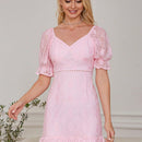 Eilly Bazar Vestido escote corazon de manga farol bajo con fruncido con encaje