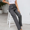 Tall pantalones unicolor de talle alto con cremallera