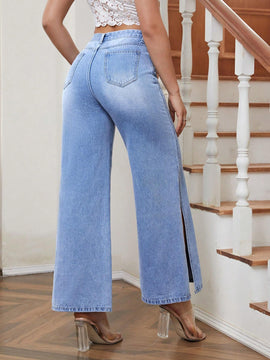 Essnce Jeans de muslo con abertura de pierna ancha