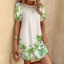 VCAY Vestido tunico con estampado tropical de manga farol