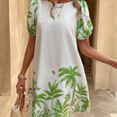 VCAY Vestido tunico con estampado tropical de manga farol