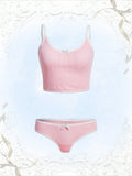Set de lenceria unido en contraste con diseno de lazo