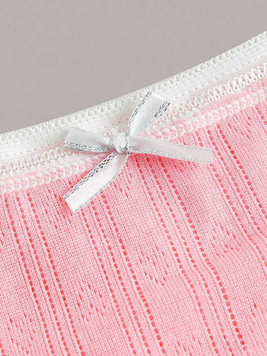 Set de lenceria unido en contraste con diseno de lazo