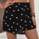 LUNE Skort con estampado floral de margarita con nudo lateral cruzado