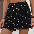 LUNE Skort con estampado floral de margarita con nudo lateral cruzado