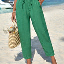 Pantalones de cintura con cordon con bolsillo oblicuo