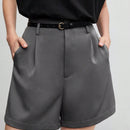BIZwear Shorts con diseno de fruncido con bolsillo oblicuo sin cinturon ropa de trabajo