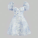 MOD Vestido con estampado floral escote corazon de manga farol