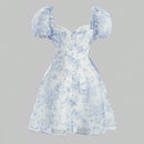 MOD Vestido con estampado floral escote corazon de manga farol