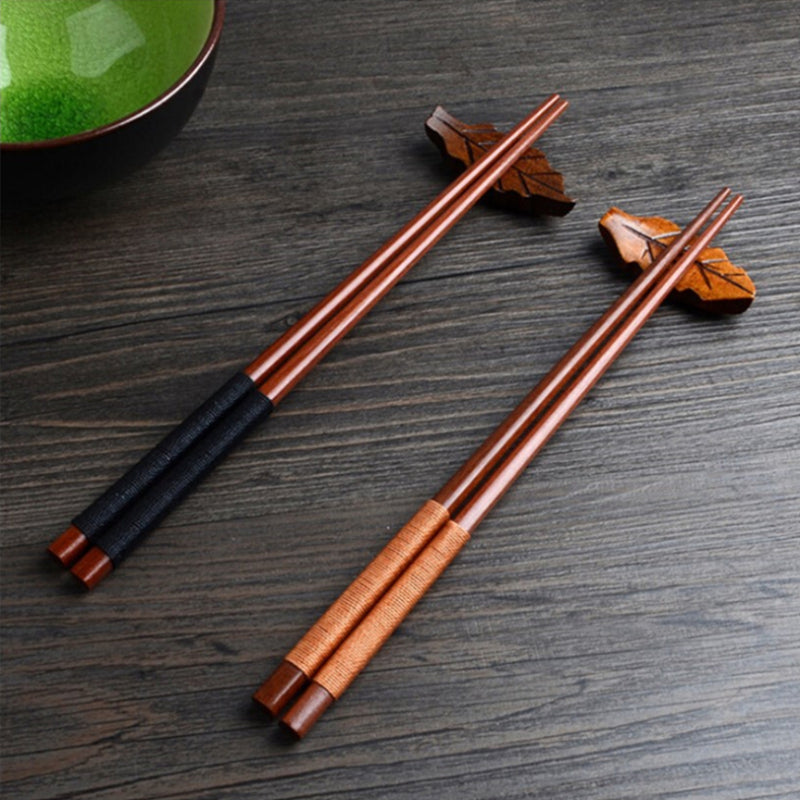 1 par de palillos chinos torcidos de madera con diseño antideslizante, palillos de bambú y palo de rosa, cubiertos para el hogar, palillos de madera de alta calidad