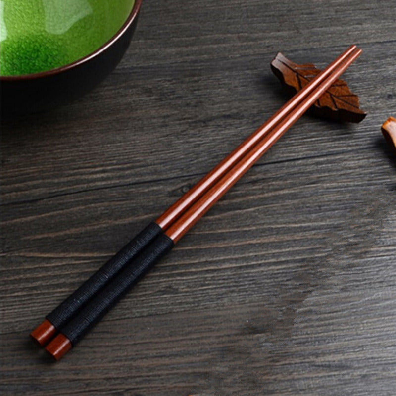 1 par de palillos chinos torcidos de madera con diseño antideslizante, palillos de bambú y palo de rosa, cubiertos para el hogar, palillos de madera de alta calidad