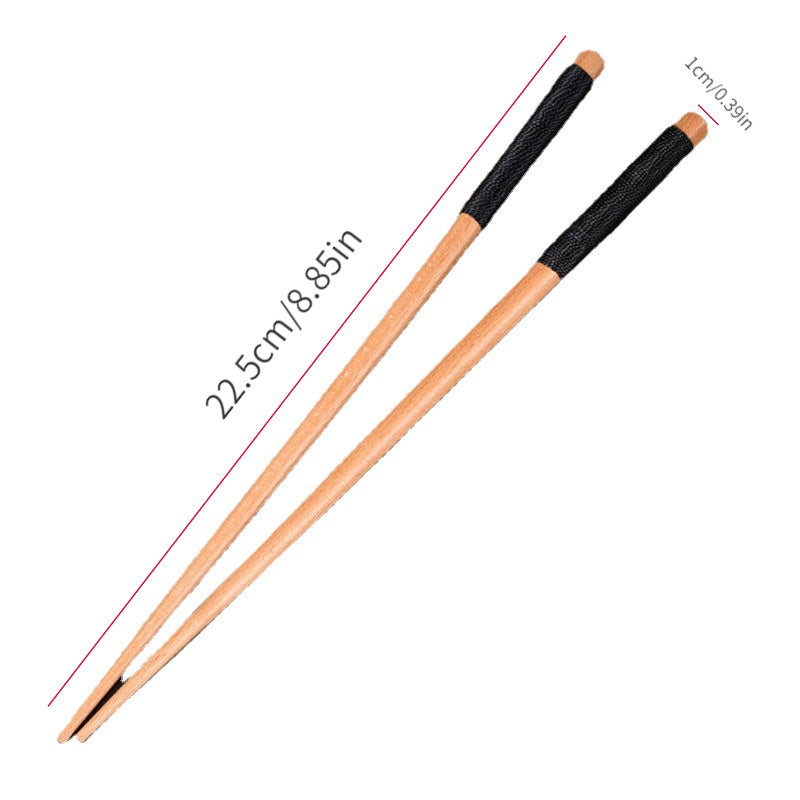 1 par de palillos chinos torcidos de madera con diseño antideslizante, palillos de bambú y palo de rosa, cubiertos para el hogar, palillos de madera de alta calidad