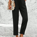 Lune pantalones elegantes de talle alto y largo con estampado de leopardo vintage, de uso casual y para la oficina, con tobillo entallado