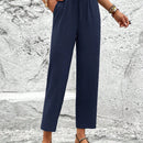 Lune pantalones elegantes de talle alto y largo con estampado de leopardo vintage, de uso casual y para la oficina, con tobillo entallado