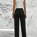 Lune pantalones elegantes de talle alto y largo con estampado de leopardo vintage, de uso casual y para la oficina, con tobillo entallado