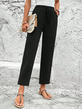Lune pantalones elegantes de talle alto y largo con estampado de leopardo vintage, de uso casual y para la oficina, con tobillo entallado