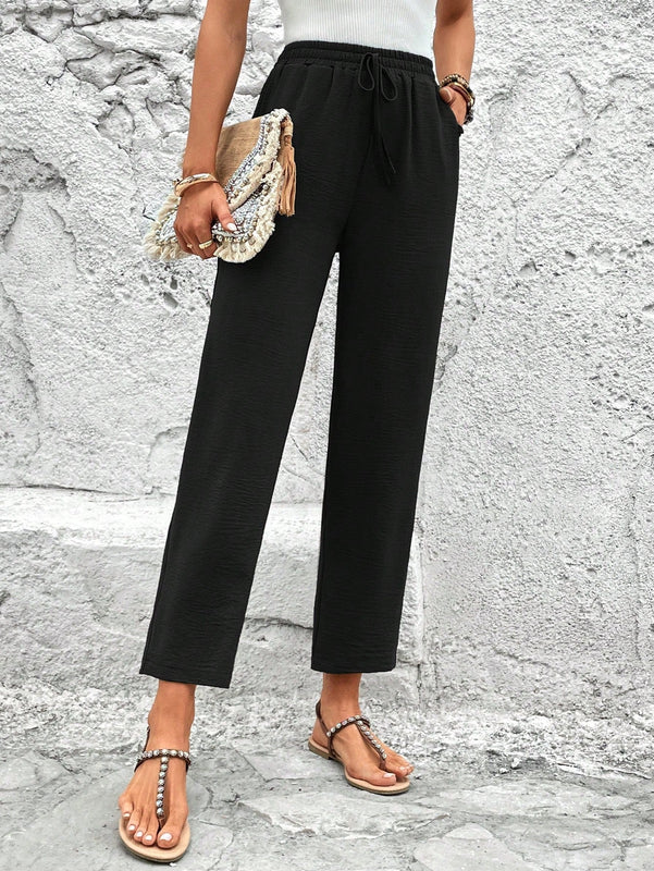 Lune pantalones elegantes de talle alto y largo con estampado de leopardo vintage, de uso casual y para la oficina, con tobillo entallado