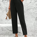 Lune pantalones elegantes de talle alto y largo con estampado de leopardo vintage, de uso casual y para la oficina, con tobillo entallado