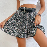 Frenchy Shorts con estampado floral con cinturon fruncido