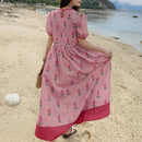 DAZY Vestido con estampado floral ribete en contraste de manga farol