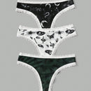 ROMWE Goth 3 piezas Set tanga serpiente & con estampado de mariposa con encaje en contraste