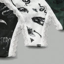 ROMWE Goth 3 piezas Set tanga serpiente & con estampado de mariposa con encaje en contraste