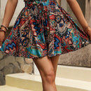 LUNE Shorts de pierna ancha con estampado de paisley de cintura con volante con nudo delantero