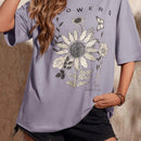 Camiseta de hombros caidos con estampado floral con mariposa