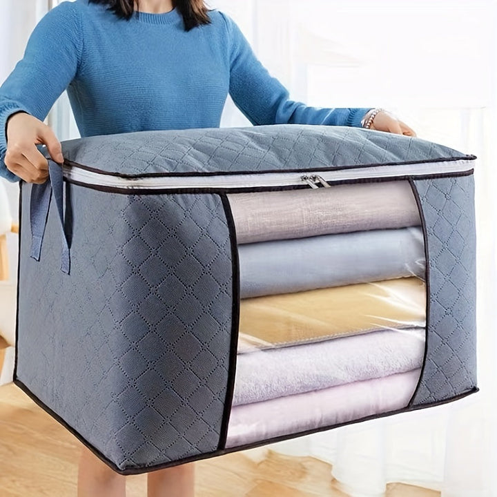 1 Pieza, Bolsa de almacenamiento de ropa de gran capacidad, manipulación de ropa de cama tejida gruesa, mantas y otros artículos de cama, bolsa de almacenamiento de ropa plegable para hotel o tienda