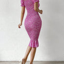 Prive Vestido con estampado floral de manga farol bajo con fruncido