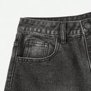 Grunge Punk Shorts en mezclilla de craneo & con estampado de ala