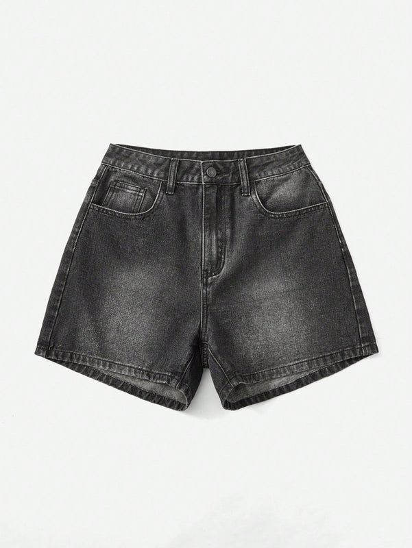 Grunge Punk Shorts en mezclilla de craneo & con estampado de ala