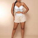 Neu Shorts en contraste cintura de pierna ancha de peluche