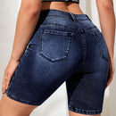 EZwear Shorts en mezclilla desgarro crudo con bolsillo oblicuo