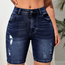 EZwear Shorts en mezclilla desgarro crudo con bolsillo oblicuo