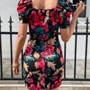 Prive vestido con estampado floral de manga farol escote corazon