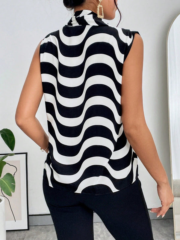 Prive Camisa sin manga con estampado de rayas de onda