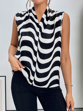 Prive Camisa sin manga con estampado de rayas de onda