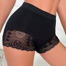 Boyshorts con encaje en contraste tejido de canale