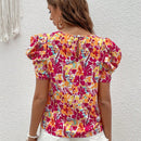 VCAY Blusa con estampado floral de manga farol