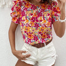 VCAY Blusa con estampado floral de manga farol