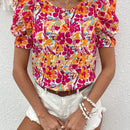 VCAY Blusa con estampado floral de manga farol