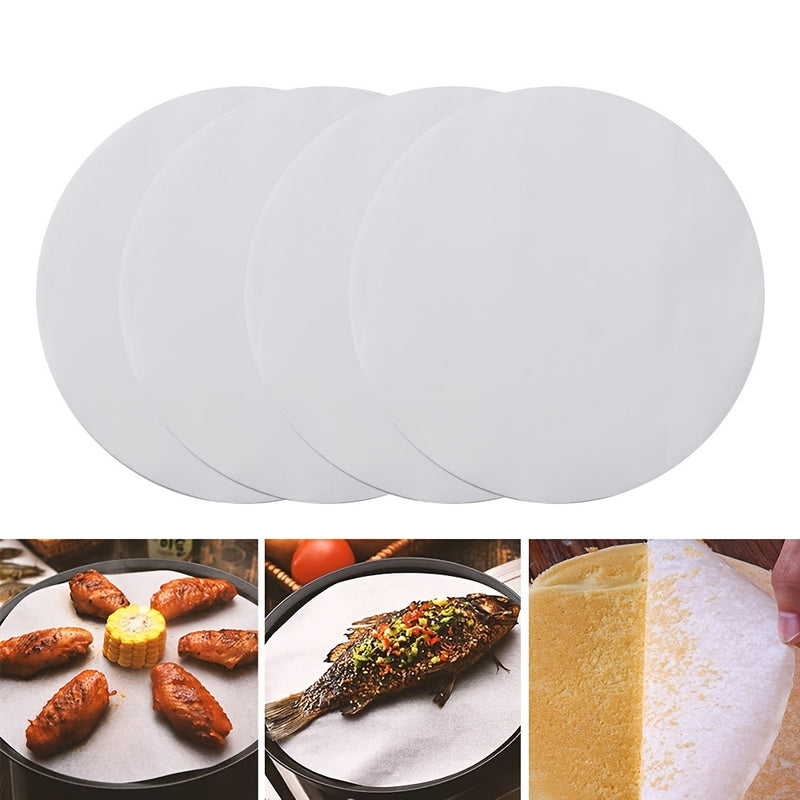 100 piezas de papel para hornear, papel para hornear redondo no adherente, papel para hornear de cera doble cara, papel para hornear redondo para panqueques, molde de panqueque, máquina de impresión de panqueques de maíz, blanco.