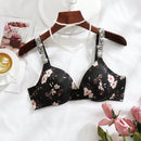 Sujetador De Encaje Con Aro Estampado Floreado Con Cinta De Letra
