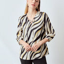 MOTF PREMIUM Blusa de cuello con cordon cebra